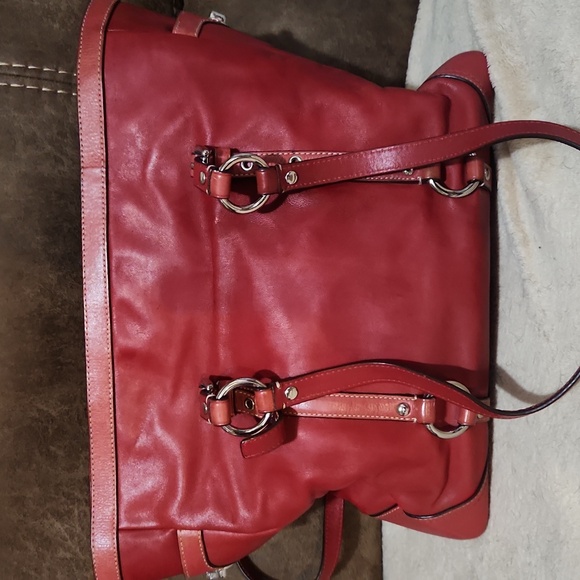 Coach Cherry Red Galaxy Legacy Leather Tote East West - Picture 4 of 10